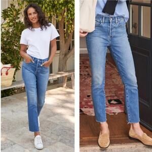 NWT Frank & Eileen Cork Cropped Frayed Hem Jeans In Everyday Blue Size 30